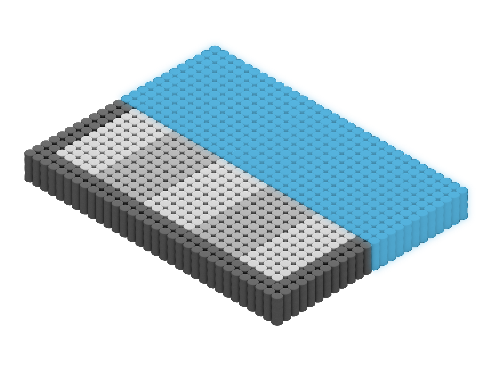 One sleeper side of the Multi-Zoned Spring System highlighted in blue.