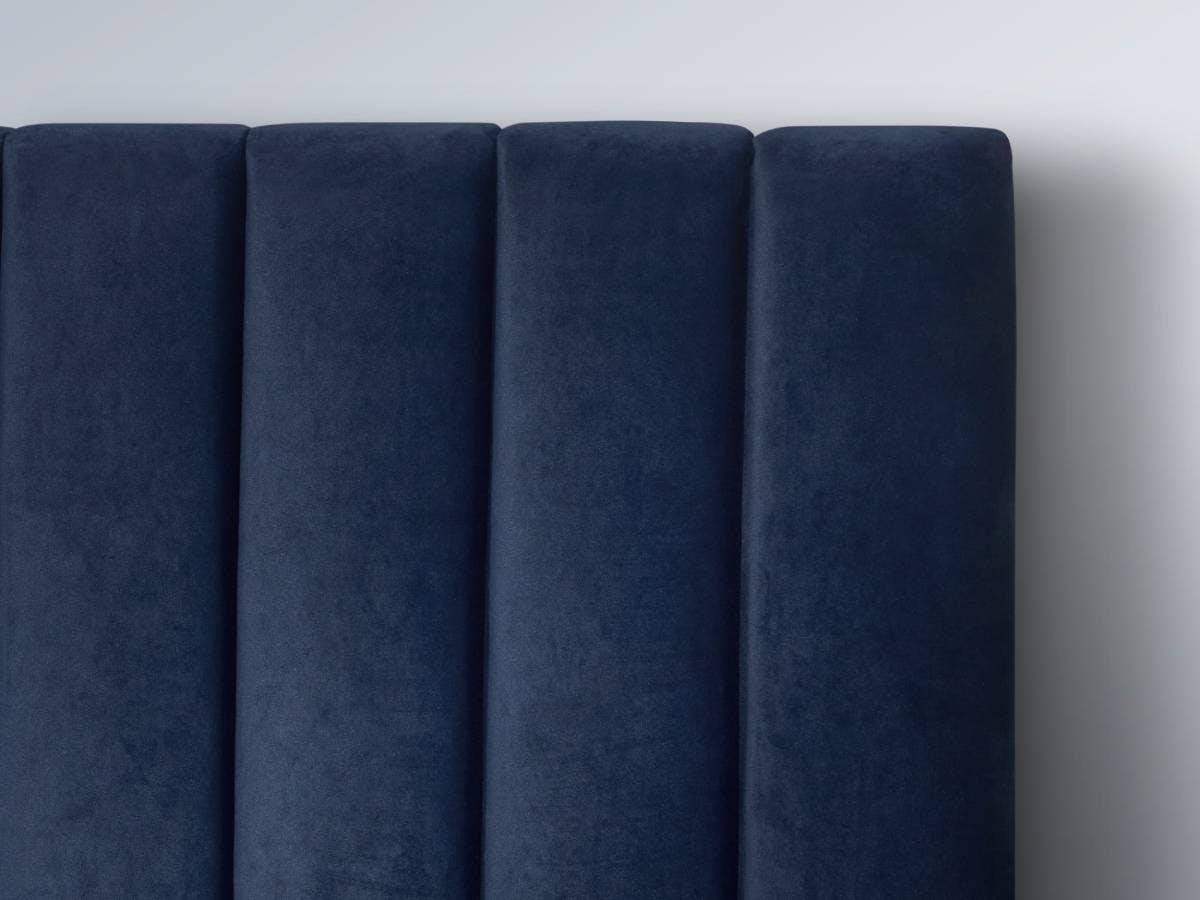 A close-up of the Palais bedhead in Navy.